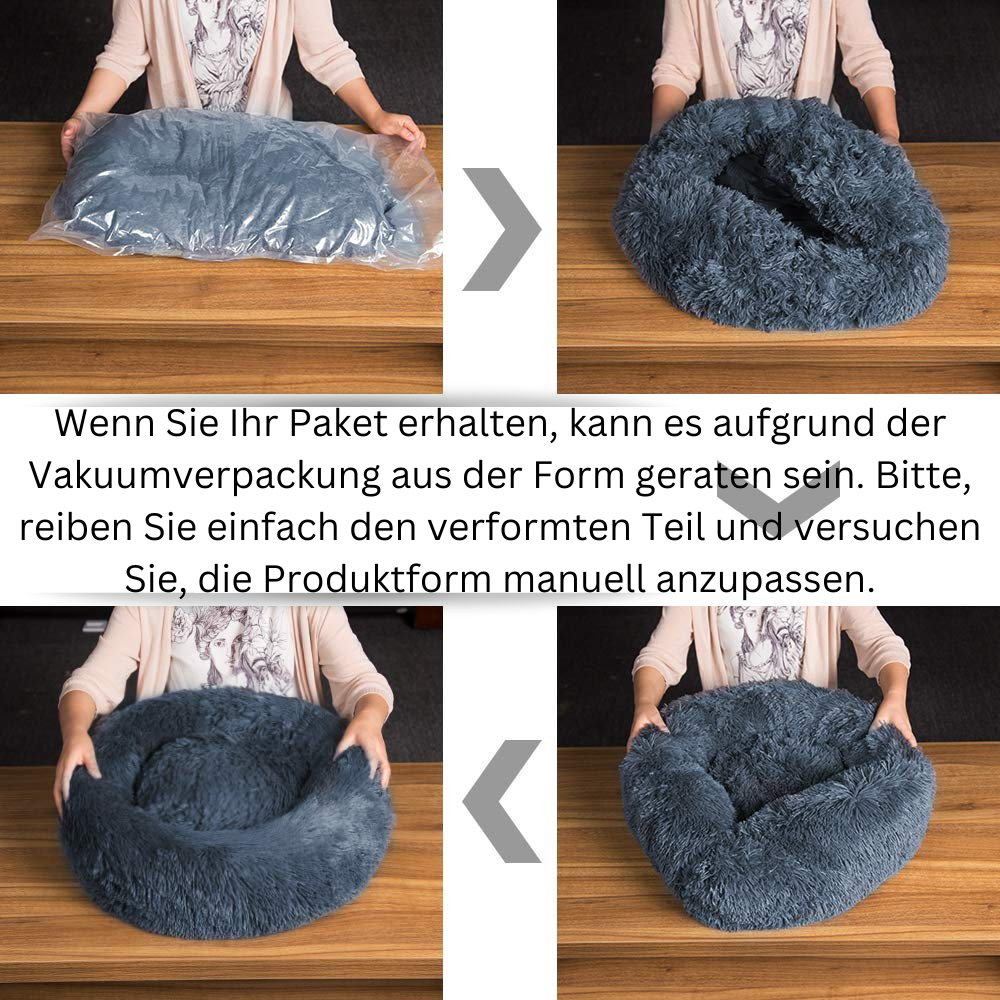 Kuschelbett in Donut Form aus Plüsch