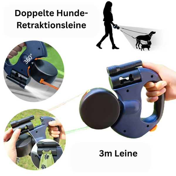 Doppelte Hundeleine mit Licht