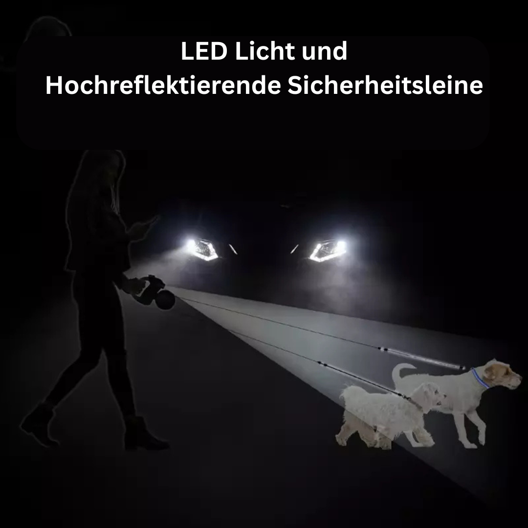 Doppelte einziehbare Hundeleine mit Licht
