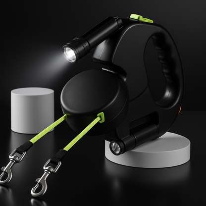 Doppelte einziehbare Hundeleine mit Licht