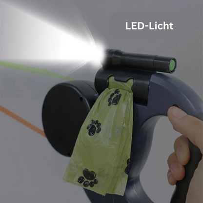 Doppelte einziehbare Hundeleine mit Licht