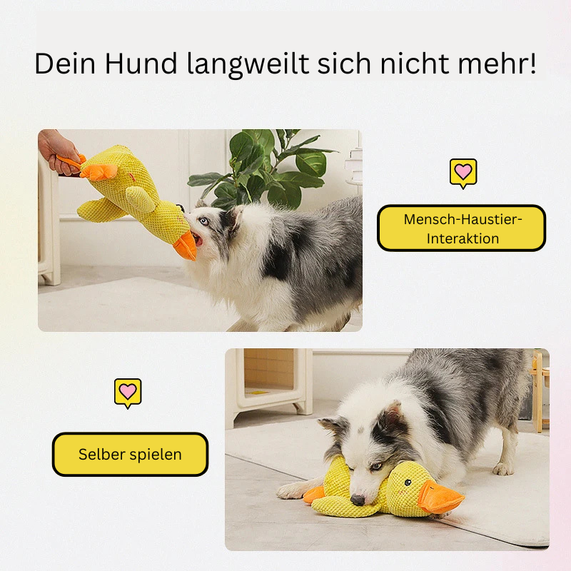 Quakende Plüschente - Langlebiges Kauspielzeug mit Geräuschen für Hunde