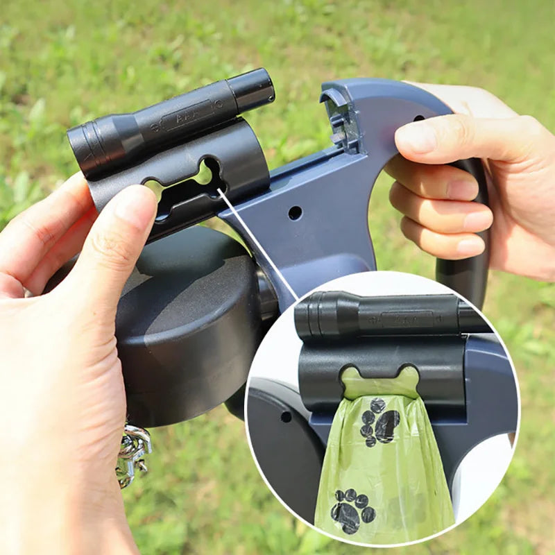 Doppelte einziehbare Hundeleine mit Licht