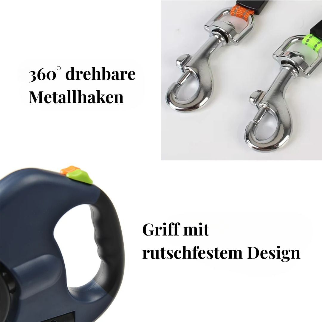 Doppelte einziehbare Hundeleine mit Licht