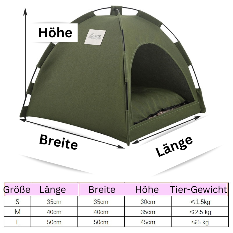 Faltbares Zelt für Haustiere mit kühlender Matte