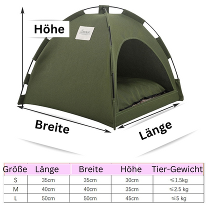 Faltbares Zelt für Haustiere mit kühlender Matte