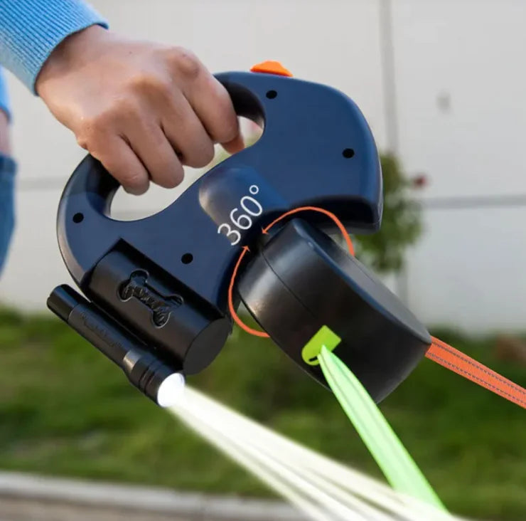 Doppelte einziehbare Hundeleine mit Licht