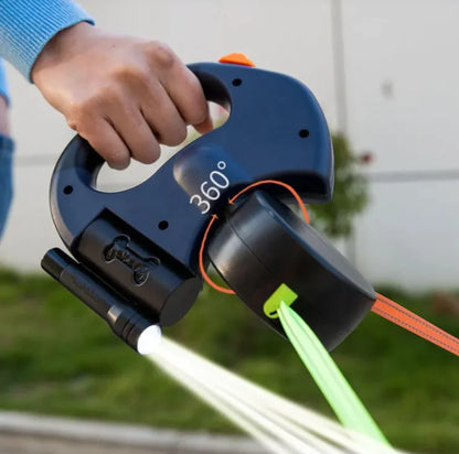 Doppelte einziehbare Hundeleine mit Licht